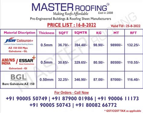 roof sheet metal prices|tata roofing sheets price list.